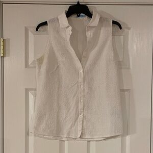 J. McLaughlin White Sleeveless Button Down Shirt
